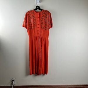 40s Vintage Rayon Crepe Sequin Evening Dress